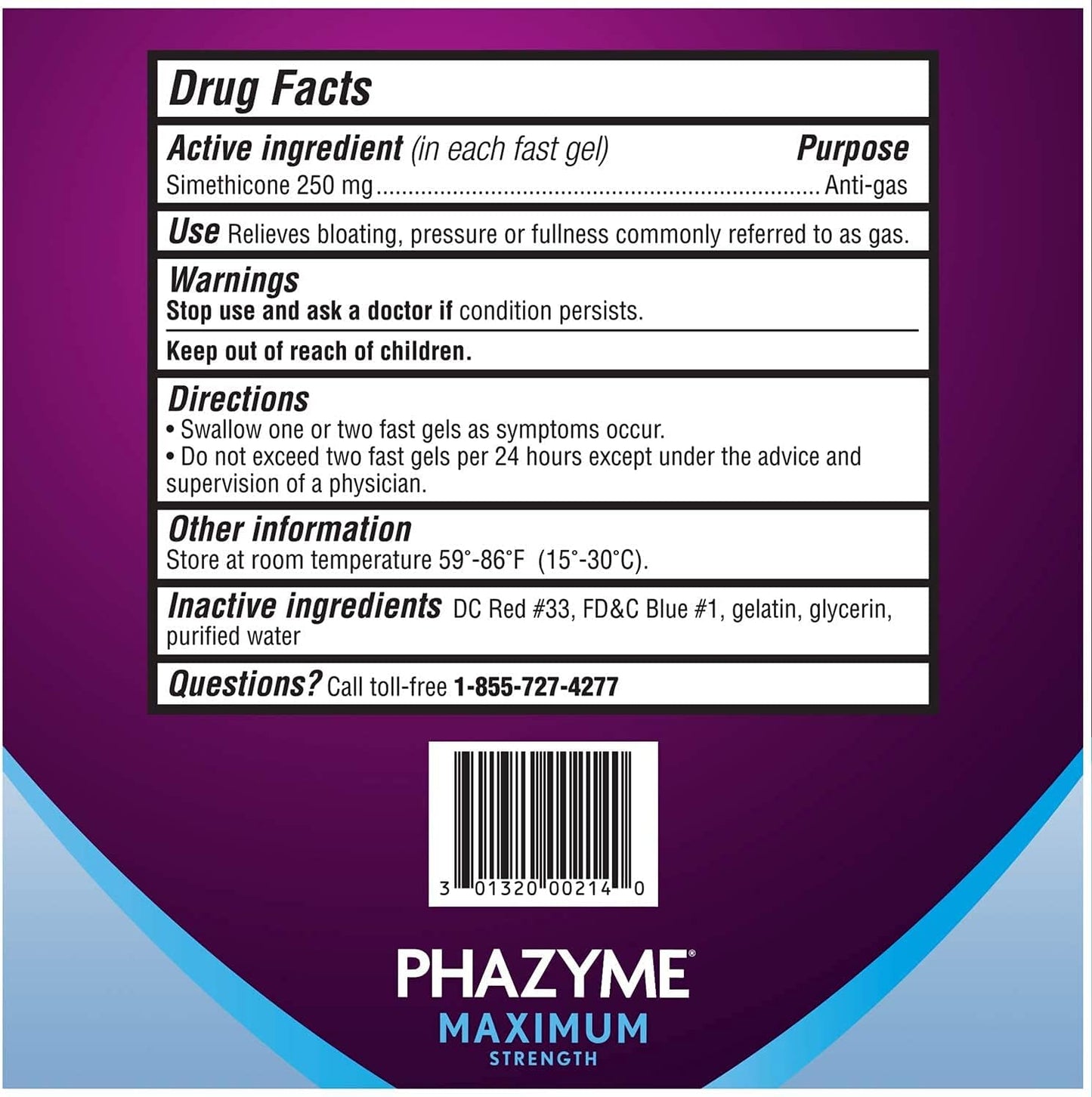 Phazyme Maximum Strength Gas and Bloating Relief, 250 mg Simethicone 12 ct
