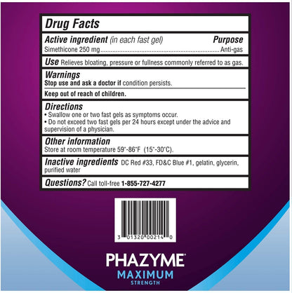 Phazyme Maximum Strength Gas and Bloating Relief, 250 mg Simethicone 12 ct