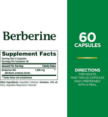 Nature's Bounty 1000mg Berberine Herbal Health Capsules, 60 capsules Nature's Bounty
