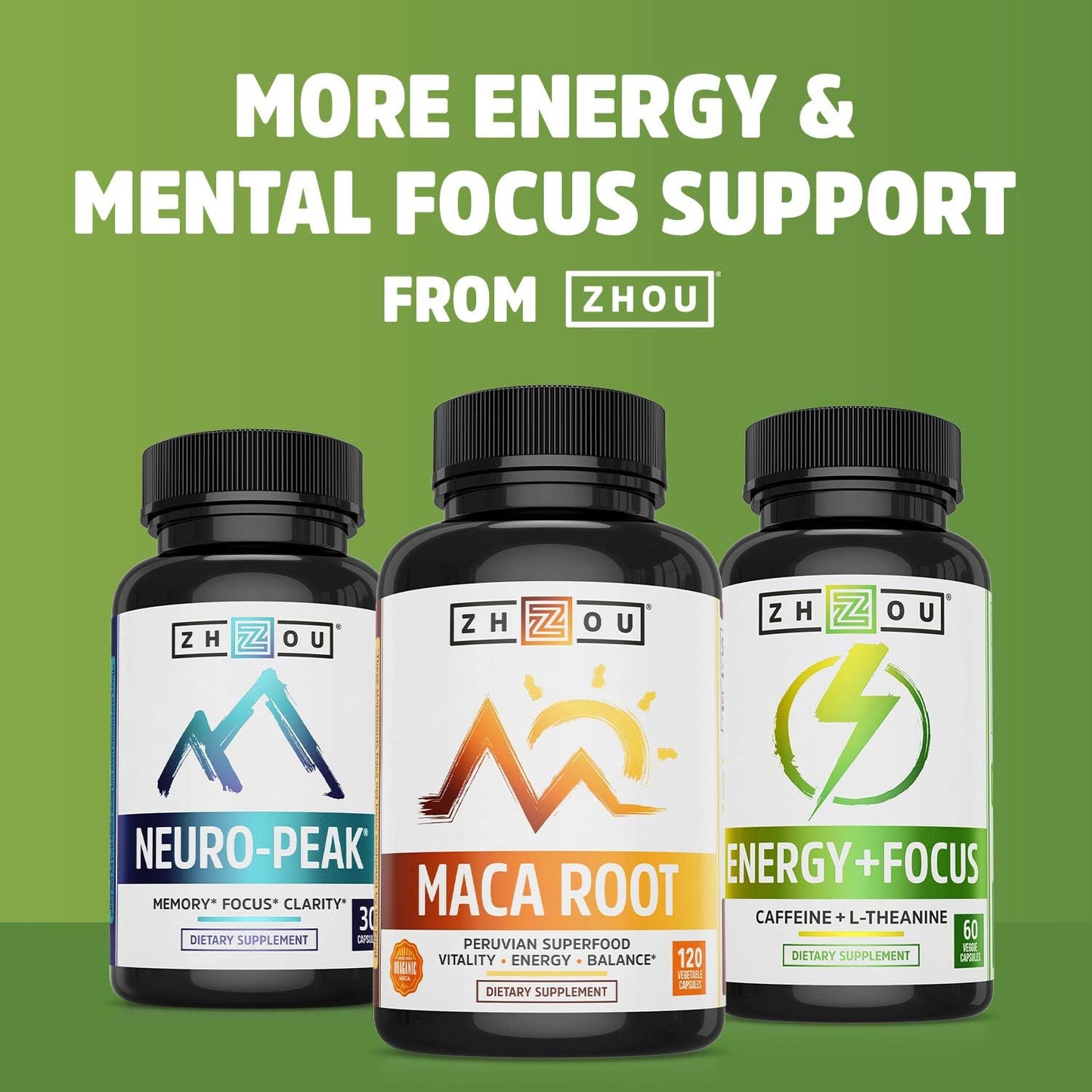 Zhou Green Tea Extract with EGCG, Metabolism, Natural Energy, Mental Focus, Immune Support, Antioxidant and Healthy Heart Formula, Non-GMO, Gluten Free, Money Back Guarantee, 120 Capsules