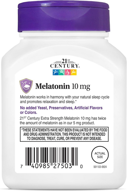 21st Century, Melatonin Quick Dissolve Tablets 10 mg, White, Cherry, 120 Count