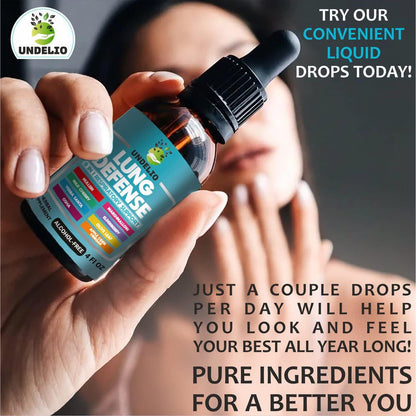LUNG DEFENSE Herbal Extract - 8 in 1 Blend (Mullein, Marshmallow, OSHA, Wild Cherry, Elderberry, Yerba Santa, Olive Leaf, ACV) Lung Cleanse - Respiratory & Immune System support