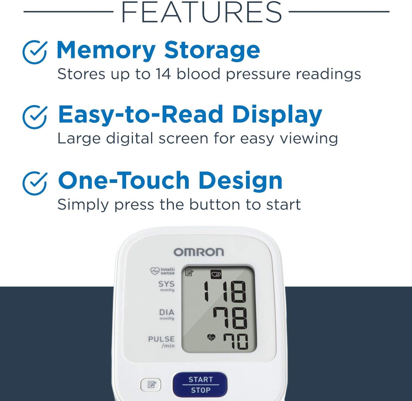 OMRON Blood Pressure Monitor, Upper Arm Cuff, Digital Blood Pressure Machine, Stores Up To 14 Readings