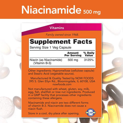 NOW Foods Supplements, Niacinamide (Vitamin B-3) 500 mg, Energy Production*, 100 Veg Capsules