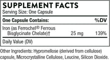 THORNE Iron Bisglycinate - 25 mg - Optimal Absorption - Support Red Blood Cell Formation - Fight Fatigue and Other Symptoms of Iron Deficiency - NSF Certified for Sport - Gluten-Free - 60 Capsules THORNE RESEARCH