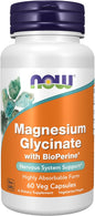 NOW Foods, Magnesium Glycinate With BioPerine®, 60 Veg Capsules
