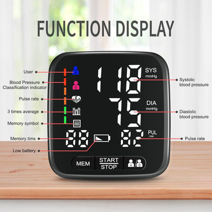 Tovendor Blood Pressure Monitor, Portable Automatic Digital BP Monitor Irregular Heart Beat Detection with Large Display Screen Adjustable 5.3"-8.5" Cuff for Home Travel Use