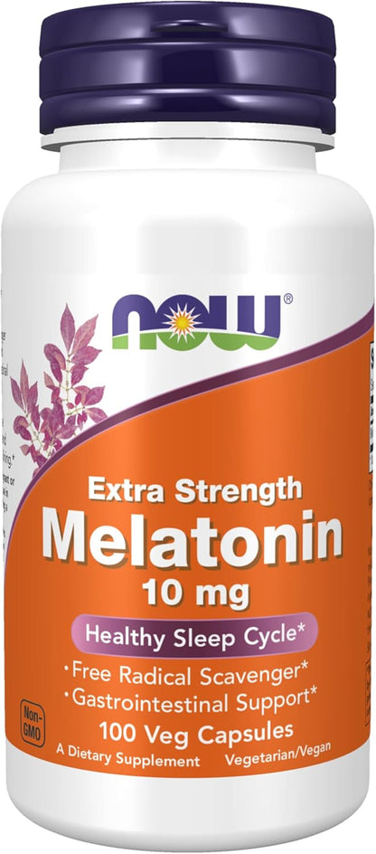 NOW Foods Supplements, Melatonin, Extra Strength 10 mg, 100 Veg Capsules