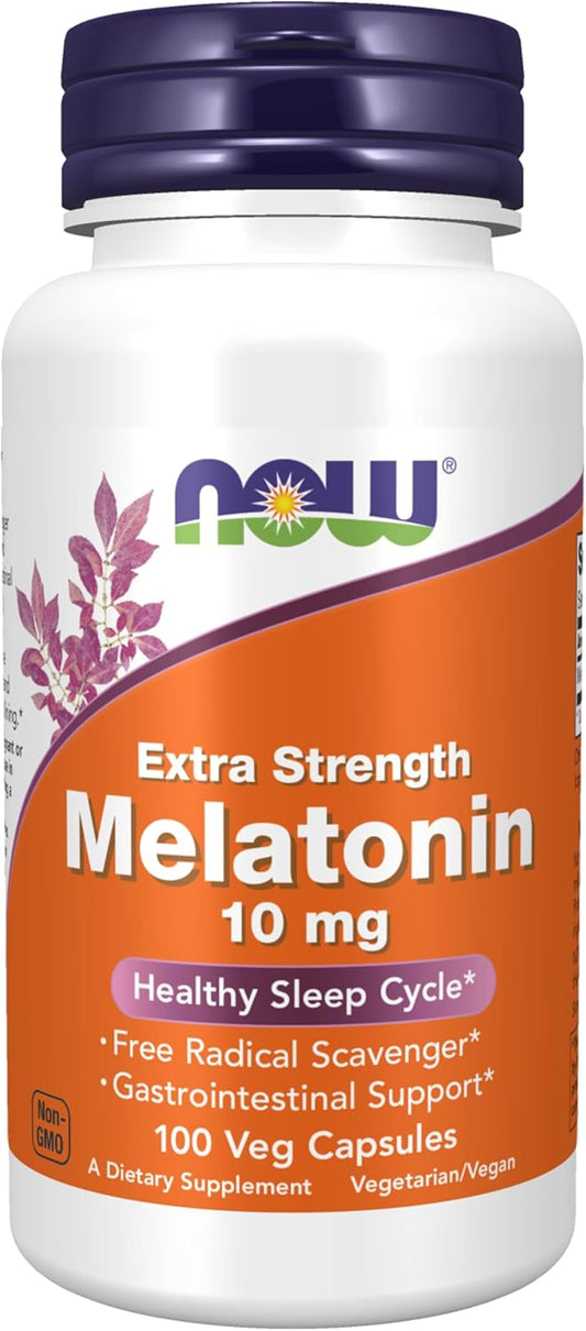 NOW Foods Supplements, Melatonin, Extra Strength 10 mg, 100 Veg Capsules
