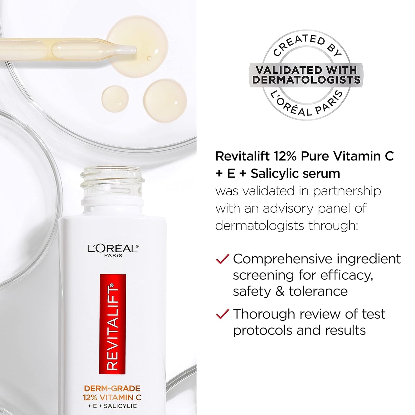 L'Oreal Paris Revitalift 12 Percent Vitamin C, and E, and Salicylic Serum, 1.01 fl oz