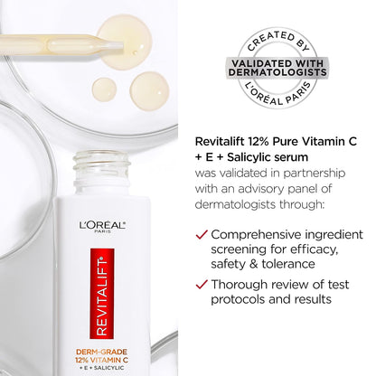 L'Oreal Paris Revitalift 12 Percent Vitamin C, and E, and Salicylic Serum, 1.01 fl oz