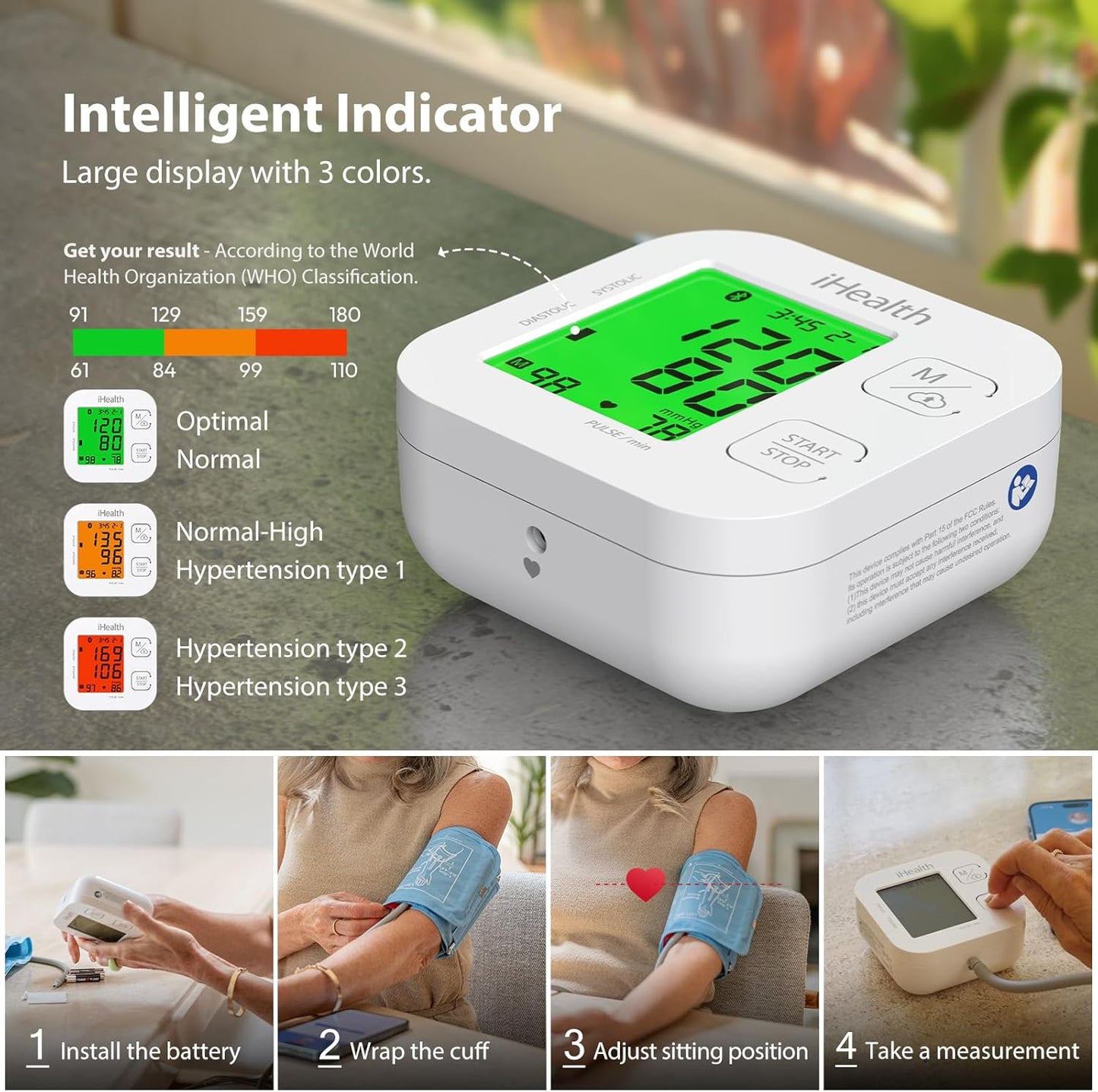iHealth Smart Upper Arm Blood Pressure Monitor with Wide Range Cuff That fits Standard to Large Adult Arms, Bluetooth Compatible for iOS & Android Devices