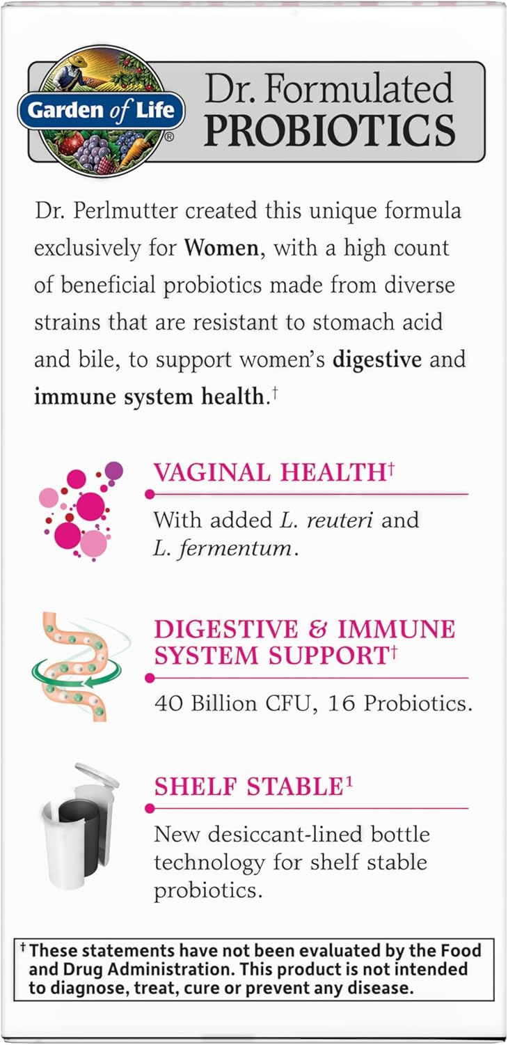 Garden of Life Dr. Formulated Women's Daily Care 30 Capsules 40 Billion CFU 16 Strains Vaginal Health, Immune Health, Digestive Health