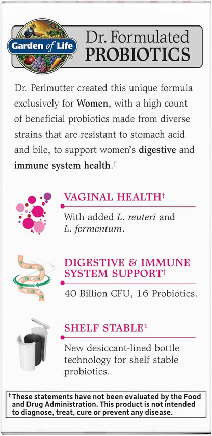 Garden of Life Dr. Formulated Women's Daily Care 30 Capsules 40 Billion CFU 16 Strains Vaginal Health, Immune Health, Digestive Health