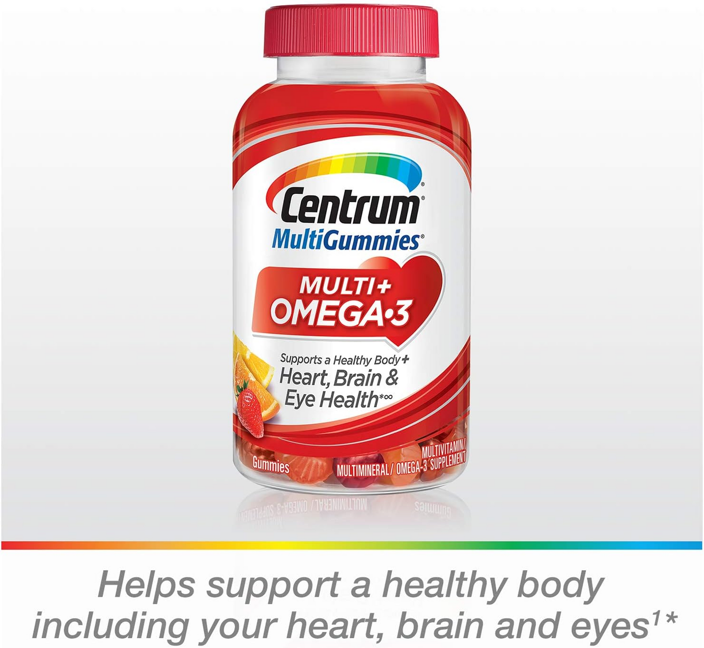 Centrum MultiGummies Multi + Omega-3 Natural Strawberry, Lemon, Orange Flavors - 100 Count