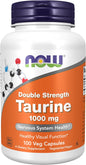NOW Foods Supplements, Taurine 1,000 mg, Double Strength, Nervous System Health*, 100 Veg Capsules