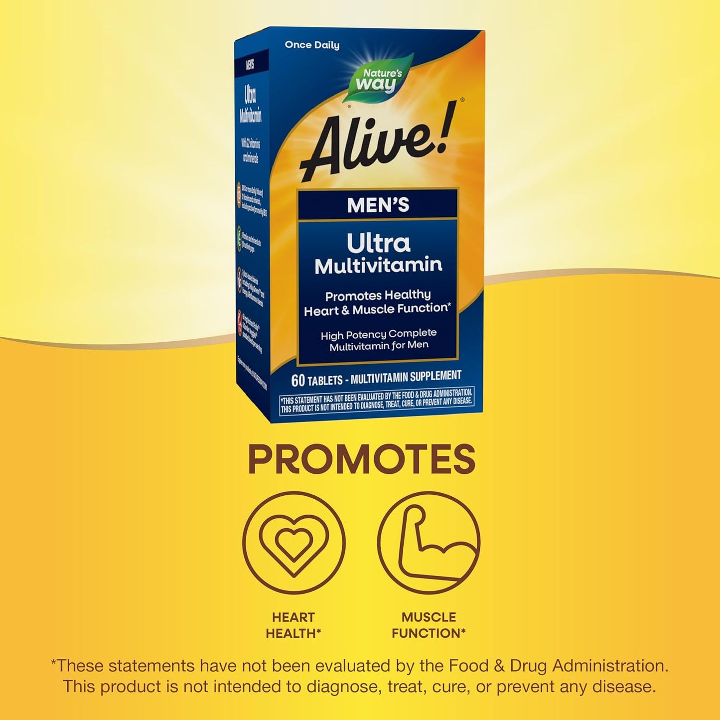 Nature’s Way Alive! Men’s Ultra Potency Complete Multivitamin, High Potency B-Vitamins, Energy Metabolism*, Food-Based Blends, 60 Tablets