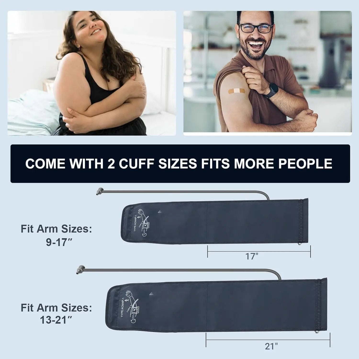 LIVAROCI Pressure Monitor, 9-17'' & 13-21'' Extra Large Blood Pressure Cuff Upper Arm, LED Color Backlit Screen Automatic Digital Blood Pressure Machine with USB Cable and 4 AAA Batteries LIVAROCI