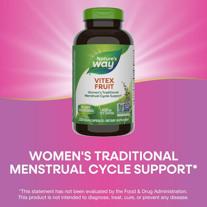 Nature’s Way Vitex Fruit, Traditional Support of Monthly Cycle*, Vegan, Non-GMO, 320 Capsules