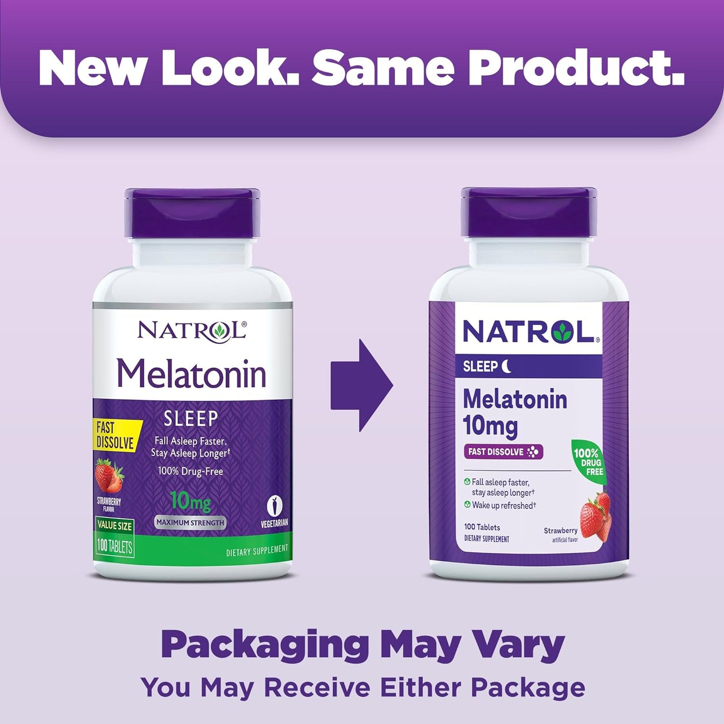 Natrol Fast Dissolve Melatonin 10 mg, 100 Strawberry-Flavored Melatonin Tablets