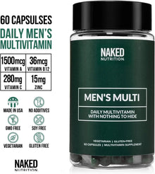 NAKED nutrition Multi – Daily Multivitamin for Men – A, C, E, Selenium, Zinc, Fruit and Super Green Extracts and More to Boost Immune Support – Gluten-Free and Vegetarian Daily Vitamins – 60 Capsules NAKED nutrition