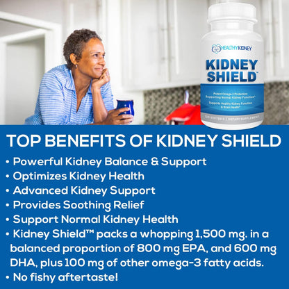 Kidney Shield 120 Caps Kidney Supplement to Support Normal Kidney Function and Support Kidney Health for Kidney Cleanse Omega 3