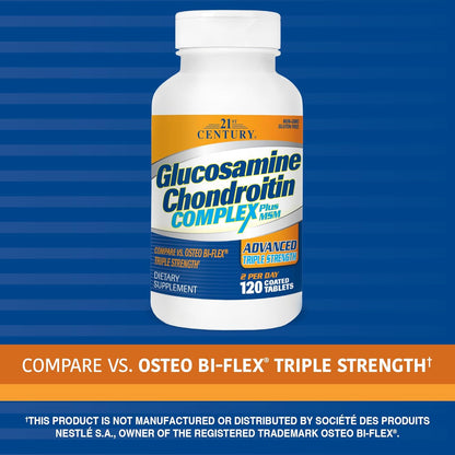 21st Century Glucosamine Chondroitin Complex Plus MSM Advanced Triple Strength Tablets, 120 Count