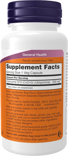 NOW Foods Supplements, CoQ10, 200 mg, 60 Veg Capsules now