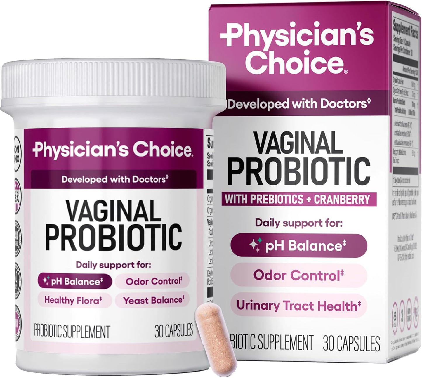Physician's CHOICE Vaginal Probiotics (6 billion CFU) for Women - 30 capsules
