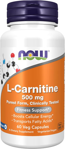 NOW Foods Supplements, L-Carnitine 500mg, 60 Veg Capsules NOW