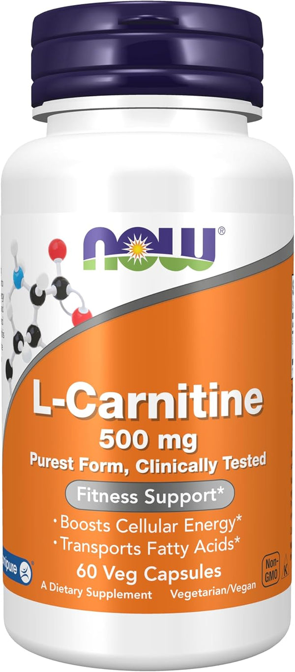 NOW Foods Supplements, L-Carnitine 500mg, 60 Veg Capsules NOW