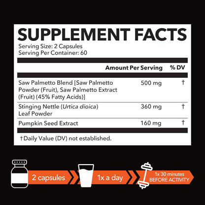 Havasu Nut Palmetto Prostate Supplement for Men | Nettle Seed & Pumpkin Seed Oil Capsules for Potent 3X Formula | Ultimate Prostate & Bladder Support for Older Men | 2 Month Supply with 120 Male Pills