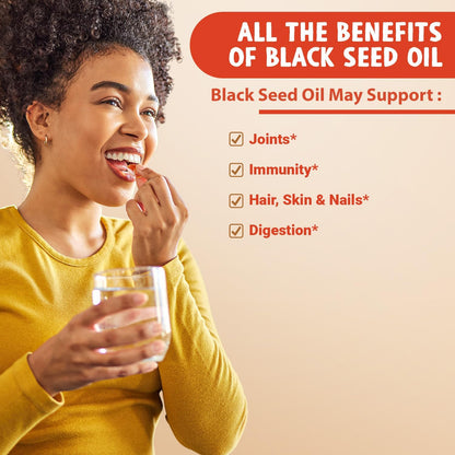 MAJU's Black Seed Oil Capsules - Cold Pressed, 2% Thymoquinone, 100% Turkish Black Cumin Nigella Sativa Seed Oil, 100% Liquid Pure Blackseed Oil 60 Count