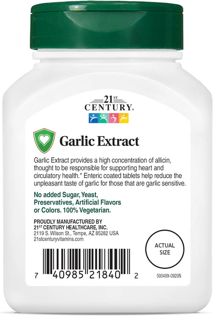 21st Century Garlic (odorless) Tablets, 60 Count