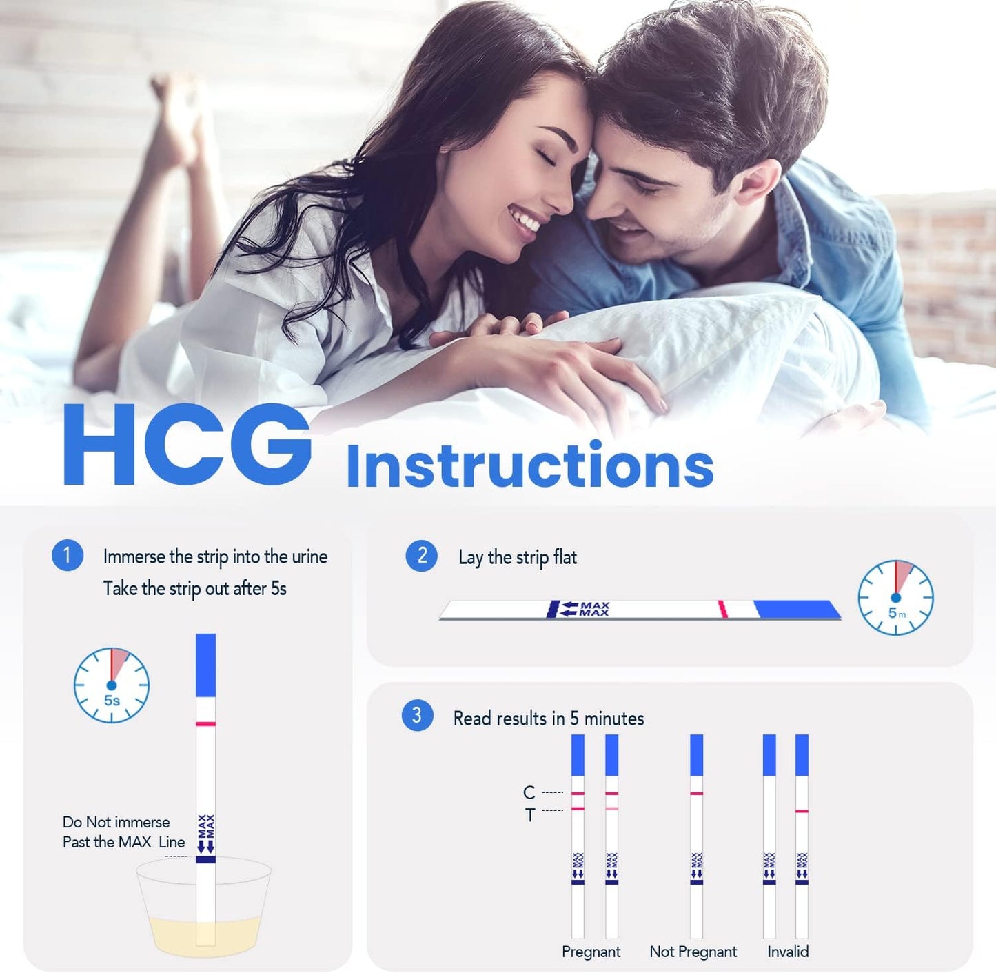 Femometer Pregnancy Tests Early Home Detection, Pruebas De Embarazo 99% Accurate Rapid Results, 3 Pack HCG Test Sticks for at Home Use
