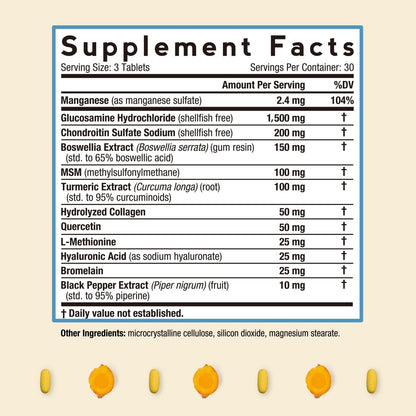 Doctor's Recipes Glucosamine Chondroitin MSM Turmeric Quercetin, Joint Support Supplement for Men & Women, with Black Pepper for High Absorption, Complete Joint Care, No Shellfish, 90 Tablets