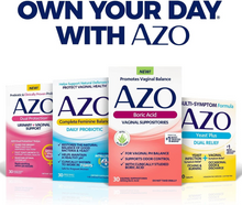 AZO Boric Acid Vaginal Suppositories, 30 Count + AZO Dual Protection, 30 Count, Urinary + Vaginal Support AZO