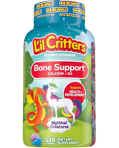 L'il Critters Bone Support Gummy Vitamin for Kids, Bone Support, Calcium, Vitamin D3, 120 Gummies