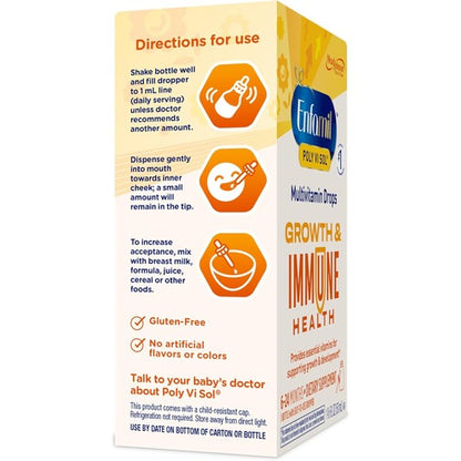 Enfamil Poly-Vi-Sol Liquid Multivitamin Supplement for Infants and Toddlers, 50 mL dropper bottle (Packaging May Vary)