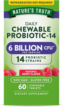 Nature's Truth Probiotic Chewable for Men and Women | 6 Billion CFU | 60 Count | 14 Strains | Berry Flavor | Non-GMO & Gluten Free Nature's Truth