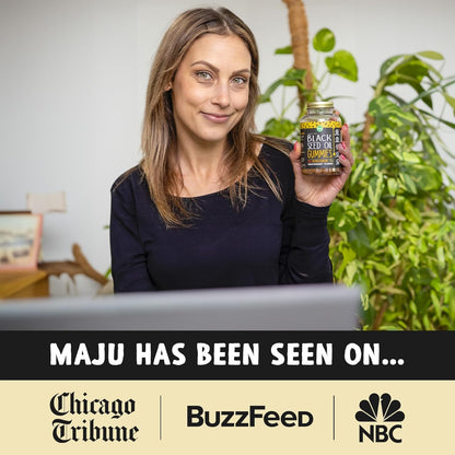 MAJU's Black Seed Oil Gummies, World's 1st, 2.5X Per BSO Gummy, Cumin Nigella Sativa Oil, Cold-Pressed, Potent Formula with Cinnamon Extract, Tasty, 500mg 90 ct