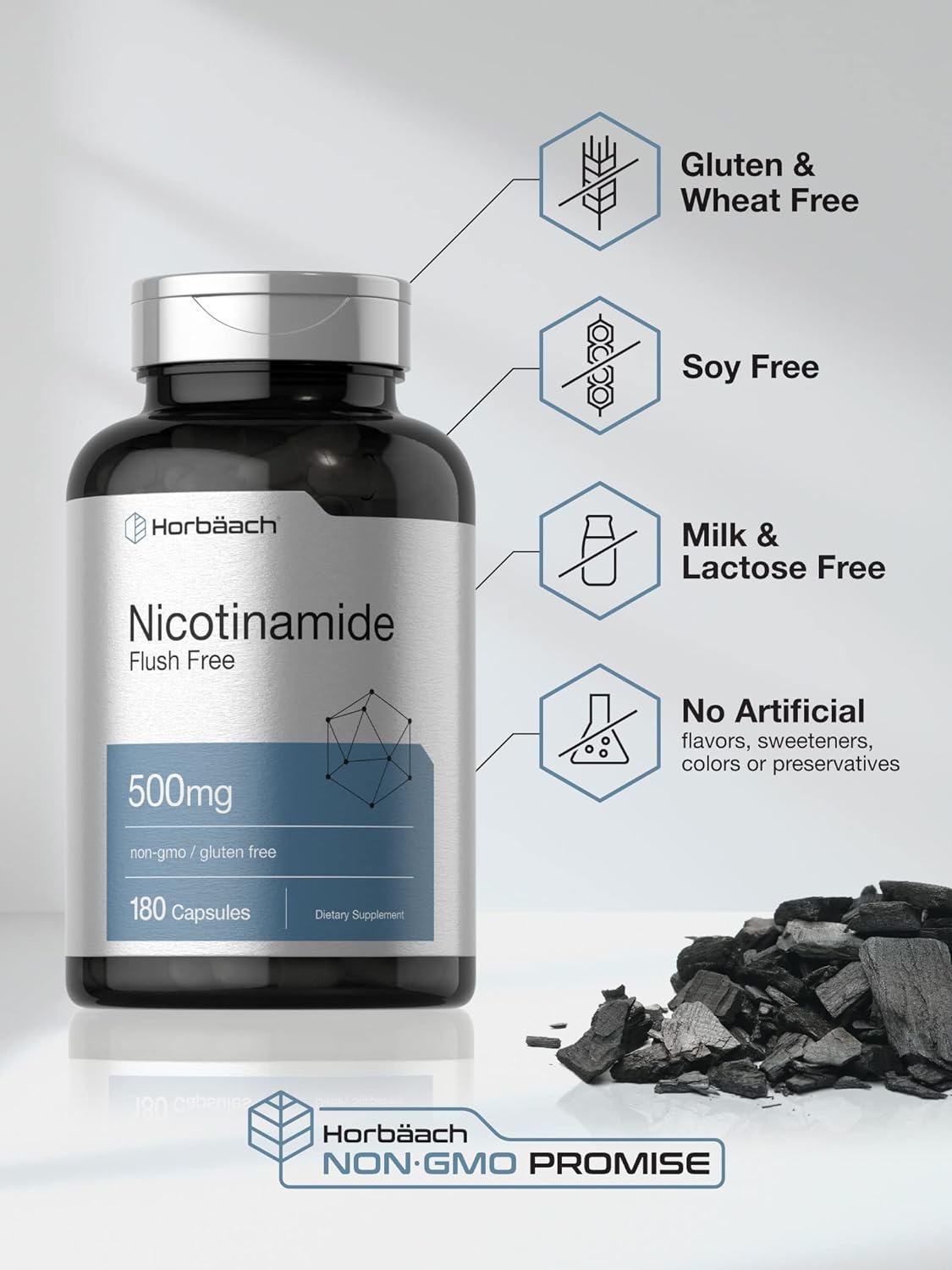 Horbaach - Nicotinamide | 500mg | 180 Capsules