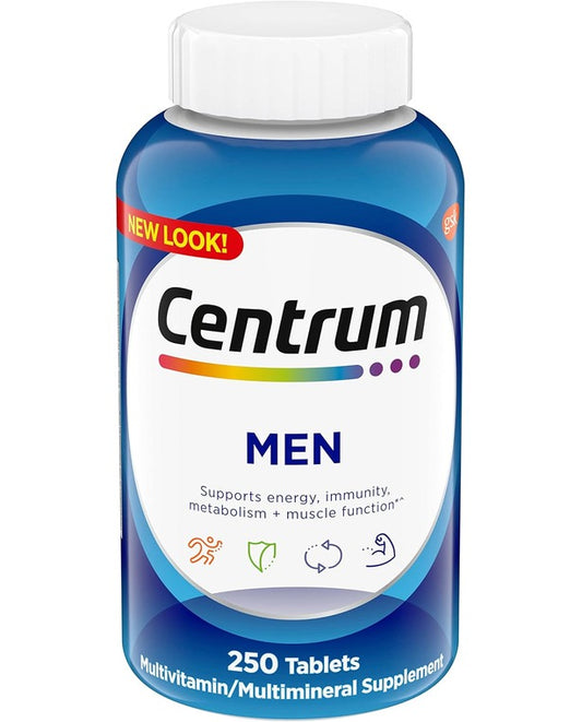 Centrum Multivitamin for Men, Multivitamin/Multimineral Supplement with Vitamin D3, B Vitamins and Antioxidants, Gluten Free, Non-GMO Ingredients - 250 Count