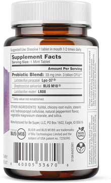 SUPER TEETH Chewable Dental Probiotic for Kids and Adults | Holistic Oral Probiotic That Supports Healthy Teeth and Gums | Sugar-Free Natural Mint Flavor | Fluoride Free 30ct Vitamins Depots