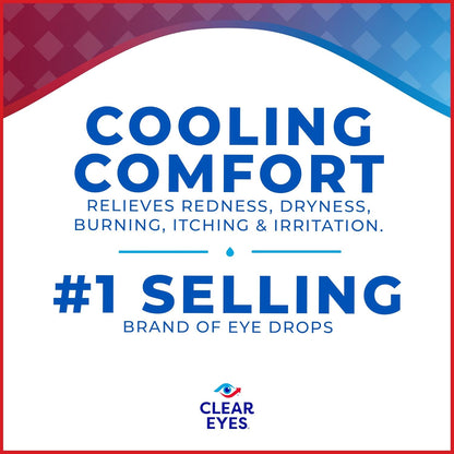 Clear Eyes Cooling Comfort Redness Relief Eye Drops, Soothes Red Eyes, 0.5 fl oz
