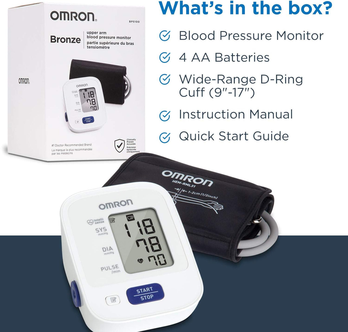 OMRON Blood Pressure Monitor, Upper Arm Cuff, Digital Blood Pressure Machine, Stores Up To 14 Readings