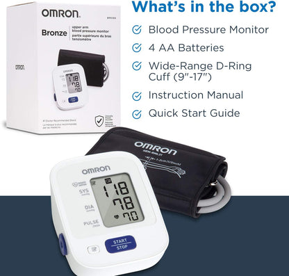 OMRON Blood Pressure Monitor, Upper Arm Cuff, Digital Blood Pressure Machine, Stores Up To 14 Readings