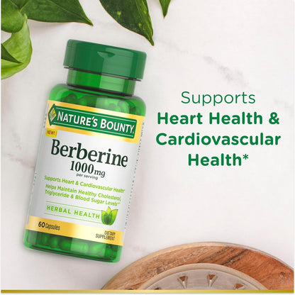 Nature's Bounty 1000mg Berberine Herbal Health Capsules, 60 capsules