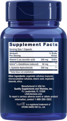 Life Extension Glutathione, Cysteine & C, 500 mg of Vitamin C, 100 Capsules Life Extension