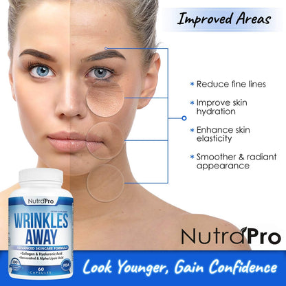 Nutra Pro Anti-Wrinkle and Ageless Skin Vitamins - Dermal Repair Complex for Skin Repair with Collagen & Resveratrol & Alpha - Lipoic Acid & Hyaluronic Acid Supplement to Renew Skin